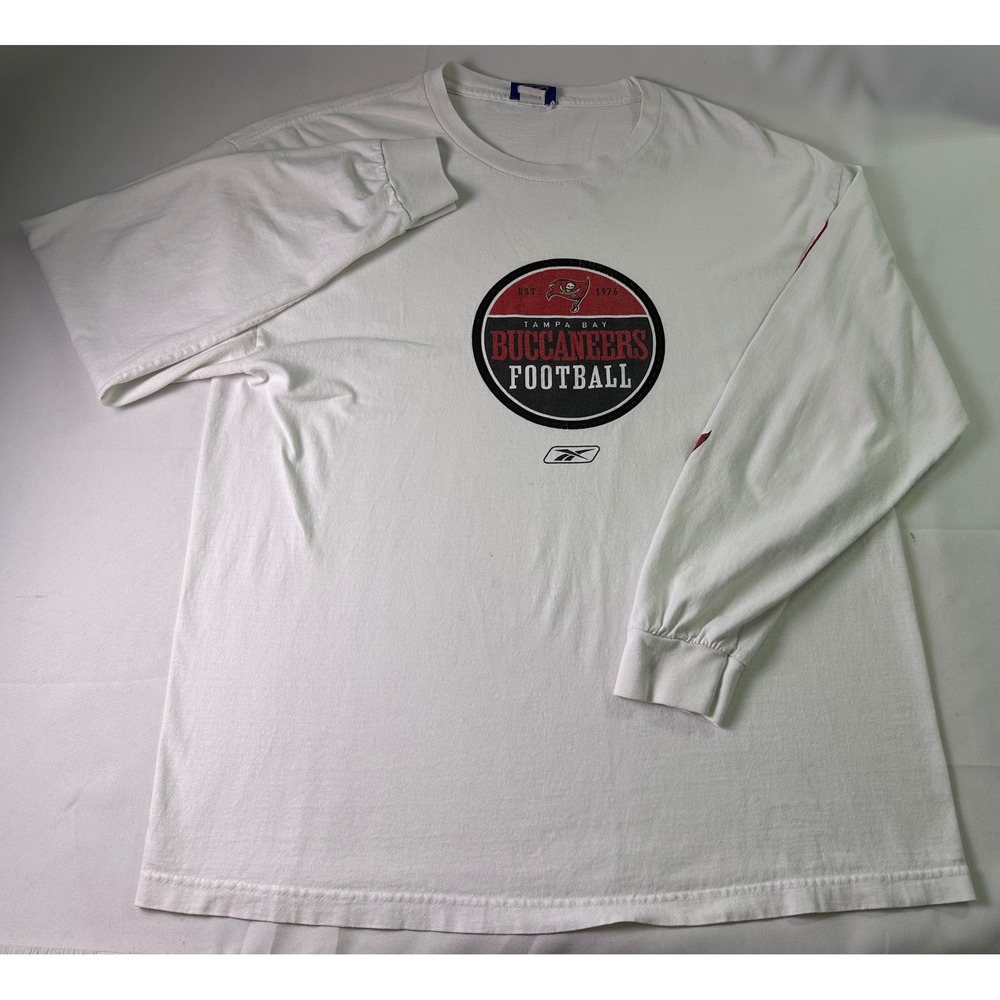 Vintage Tampa Bay Buccaneers Reebok Shirt Long Sleeve White NFL‎ Y2K XL Mens